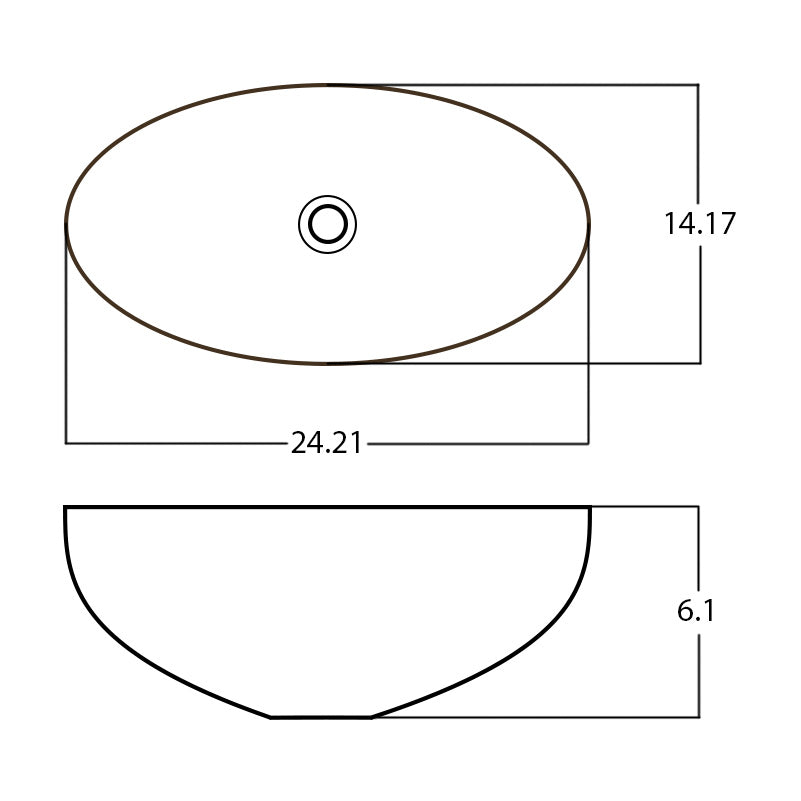 24.21-in. W Above Counter Gold Bathroom Vessel Sink For Wall Mount Wall Mount Drilling