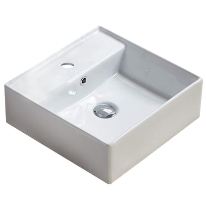 16-in. W Above Counter White Bathroom Vessel Sink For 1 Hole Center Drilling AI-28100