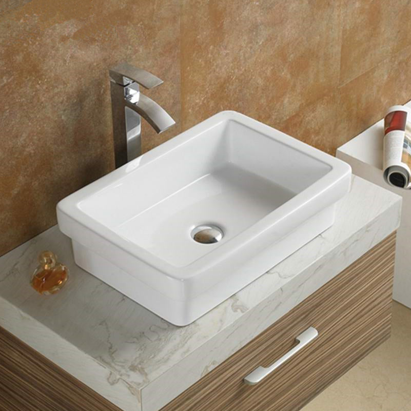 20.5-in. W Above Counter White Bathroom Vessel Sink For Deck Mount Deck Mount Drilling AI 28121