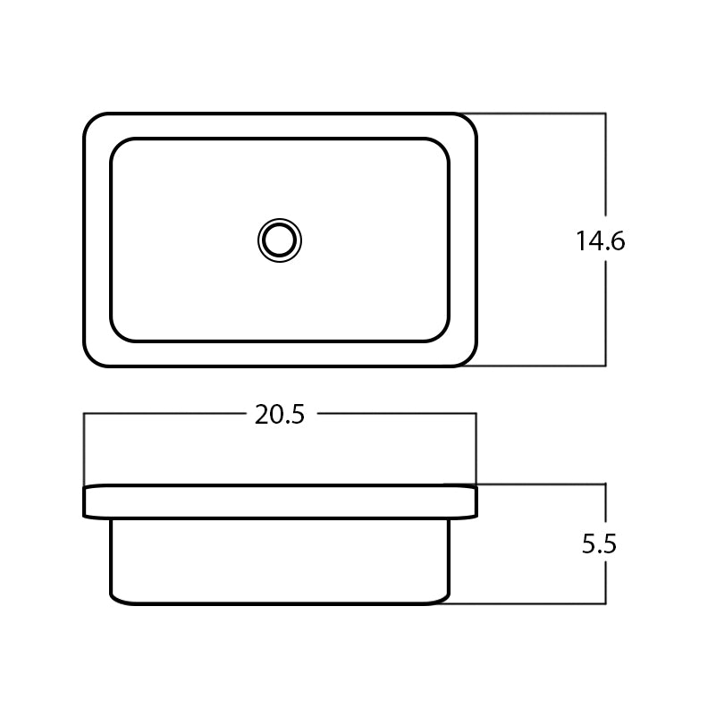 20.5-in. W Above Counter White Bathroom Vessel Sink For Deck Mount Deck Mount Drilling AI 28121