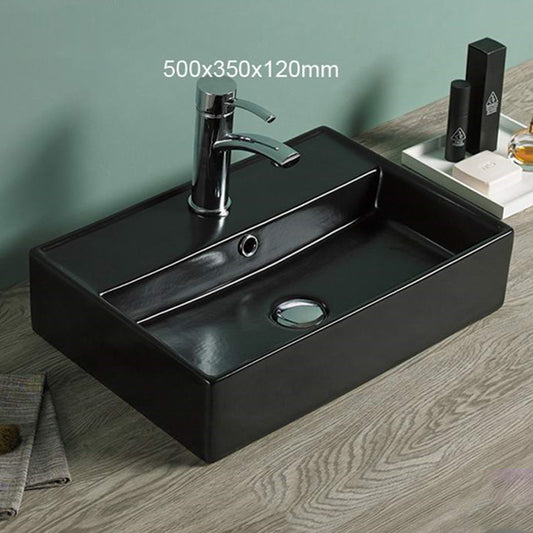 19.7-in. W Above Counter Black Bathroom Vessel Sink For 1 Hole Center Drilling AI-28126