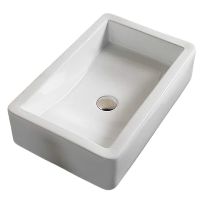 23.6-in. W Above Counter White Bathroom Vessel Sink For Deck Mount Deck Mount Drilling AI 28134