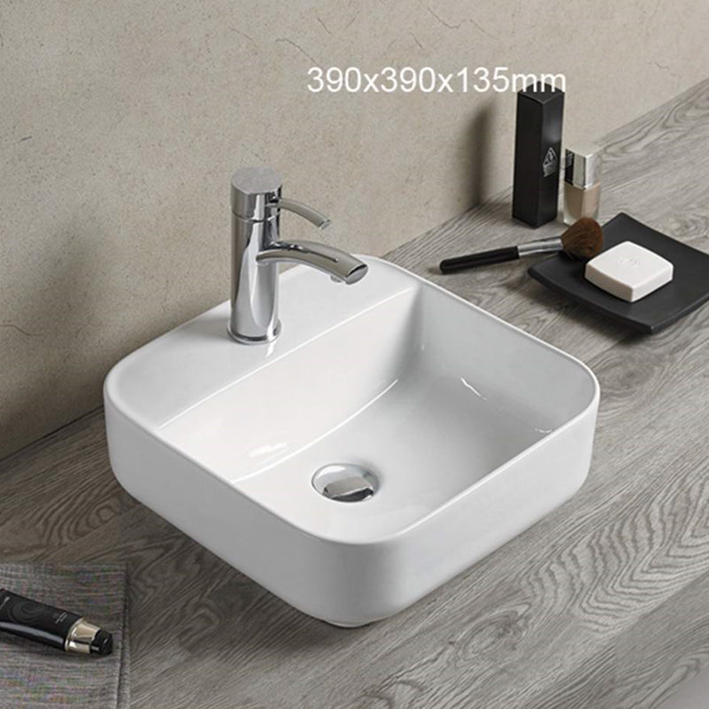 15.4-in. W Above Counter White Bathroom Vessel Sink For 1 Hole Center Drilling AI-28138