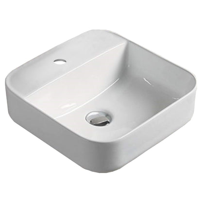 15.4-in. W Above Counter White Bathroom Vessel Sink For 1 Hole Center Drilling AI-28138