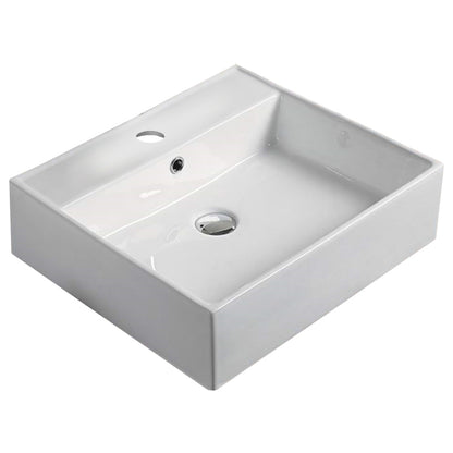 20.7-in. W Above Counter White Bathroom Vessel Sink For 1 Hole Center Drilling AI 28139