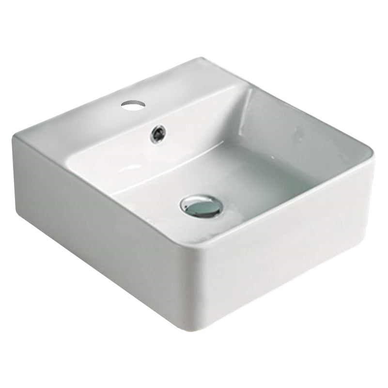 15.7-in. W Above Counter White Bathroom Vessel Sink For 1 Hole Center Drilling AI-28142