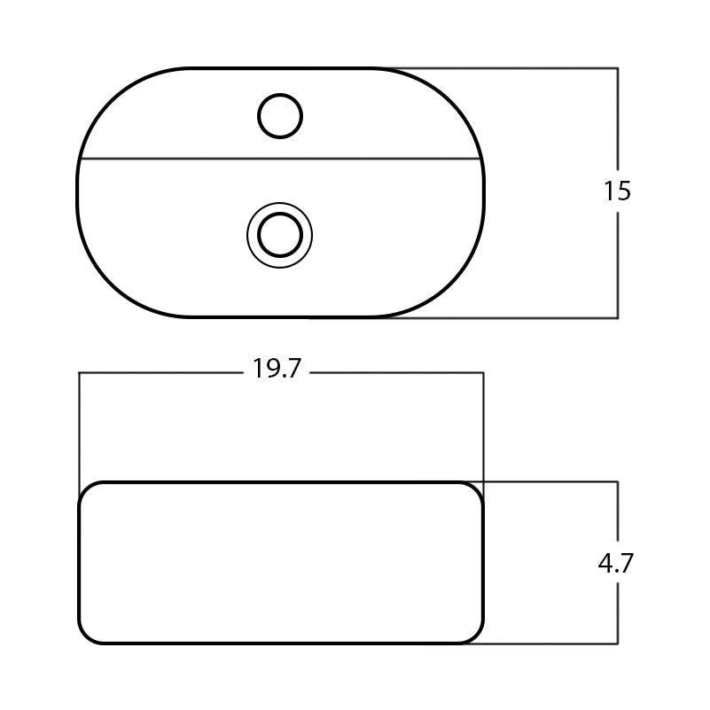 19.7-in. W Above Counter White Bathroom Vessel Sink For 1 Hole Center Drilling AI-28145