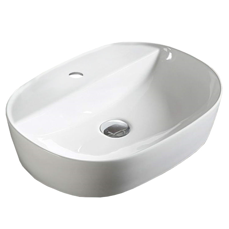 19.7-in. W Above Counter White Bathroom Vessel Sink For 1 Hole Center Drilling AI-28145