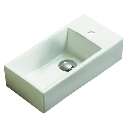 16-in. W Above Counter White Bathroom Vessel Sink For 1 Hole Right Drilling AI-28150