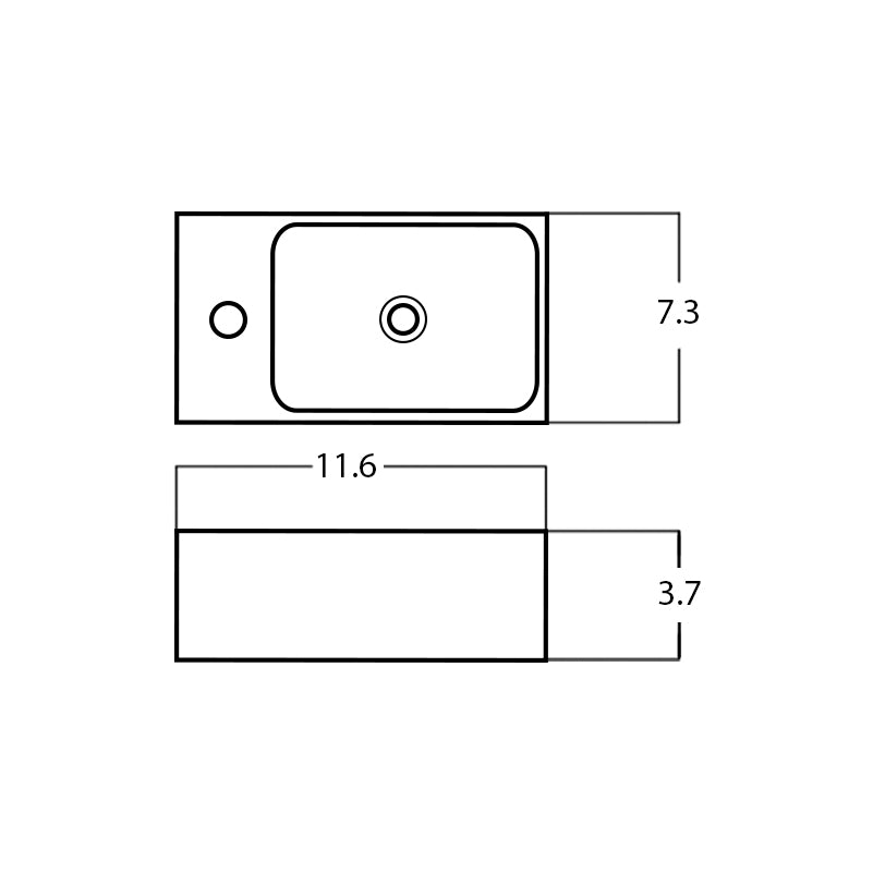 11.6-in. W Above Counter White Bathroom Vessel Sink For 1 Hole Right Drilling AI-28155