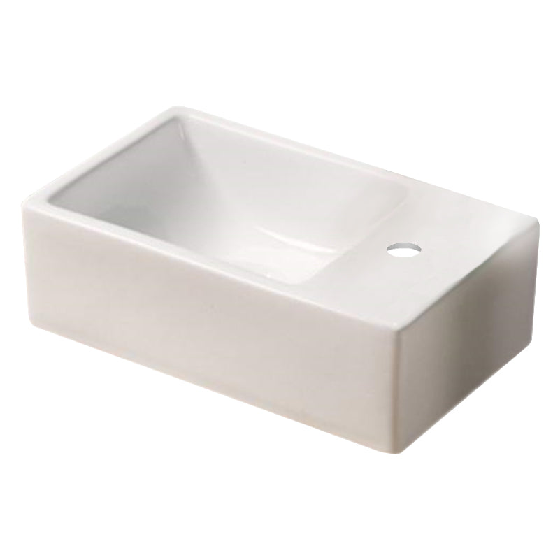 11.6-in. W Above Counter White Bathroom Vessel Sink For 1 Hole Right Drilling AI-28155