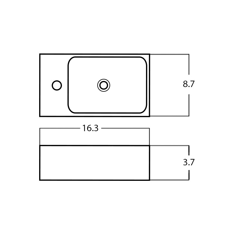 16.3-in. W Above Counter White Bathroom Vessel Sink For 1 Hole Left Drilling AI-28157