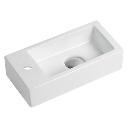 14.5-in. W Above Counter White Bathroom Vessel Sink For 1 Hole Left Drilling AI-28159