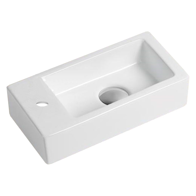 14.5-in. W Above Counter White Bathroom Vessel Sink For 1 Hole Left Drilling AI-28159