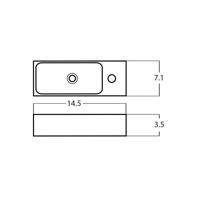 14.5-in. W Above Counter White Bathroom Vessel Sink For 1 Hole Right Drilling AI-28160