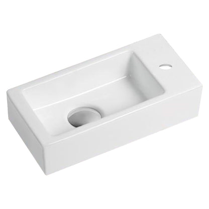 14.5-in. W Above Counter White Bathroom Vessel Sink For 1 Hole Right Drilling AI-28160