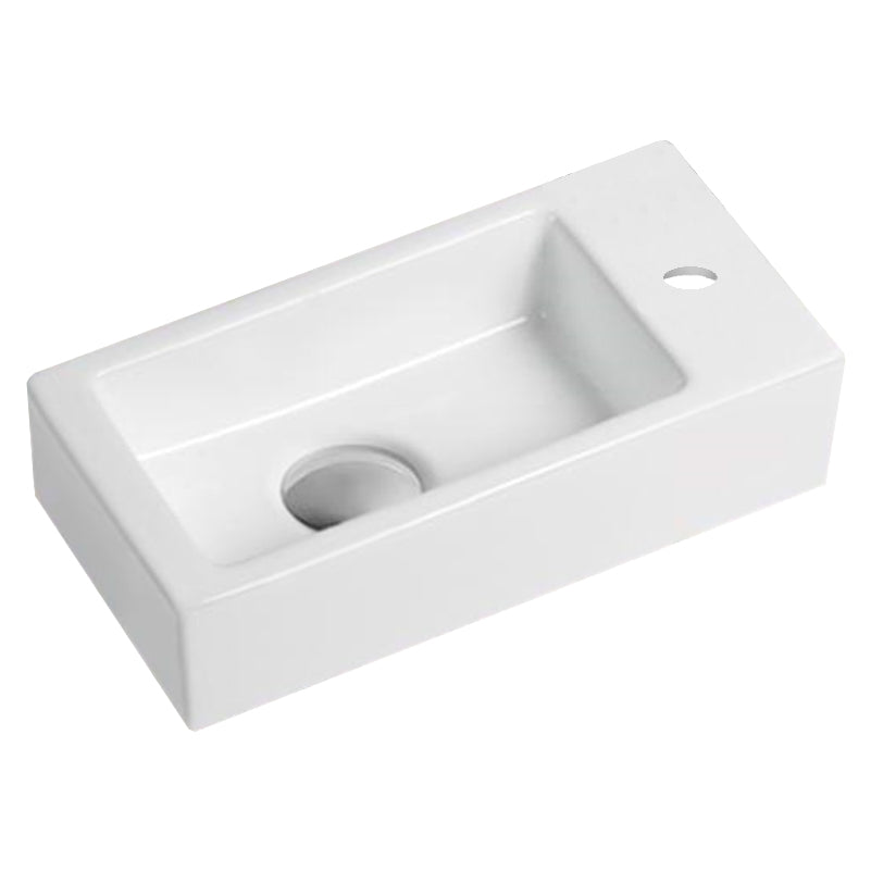 14.5-in. W Above Counter White Bathroom Vessel Sink For 1 Hole Right Drilling AI-28160