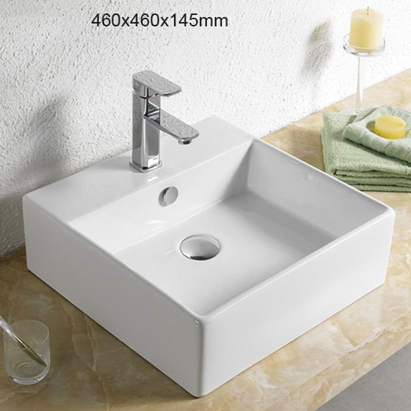 18.1-in. W Above Counter White Bathroom Vessel Sink For 1 Hole Center Drilling AI-28177