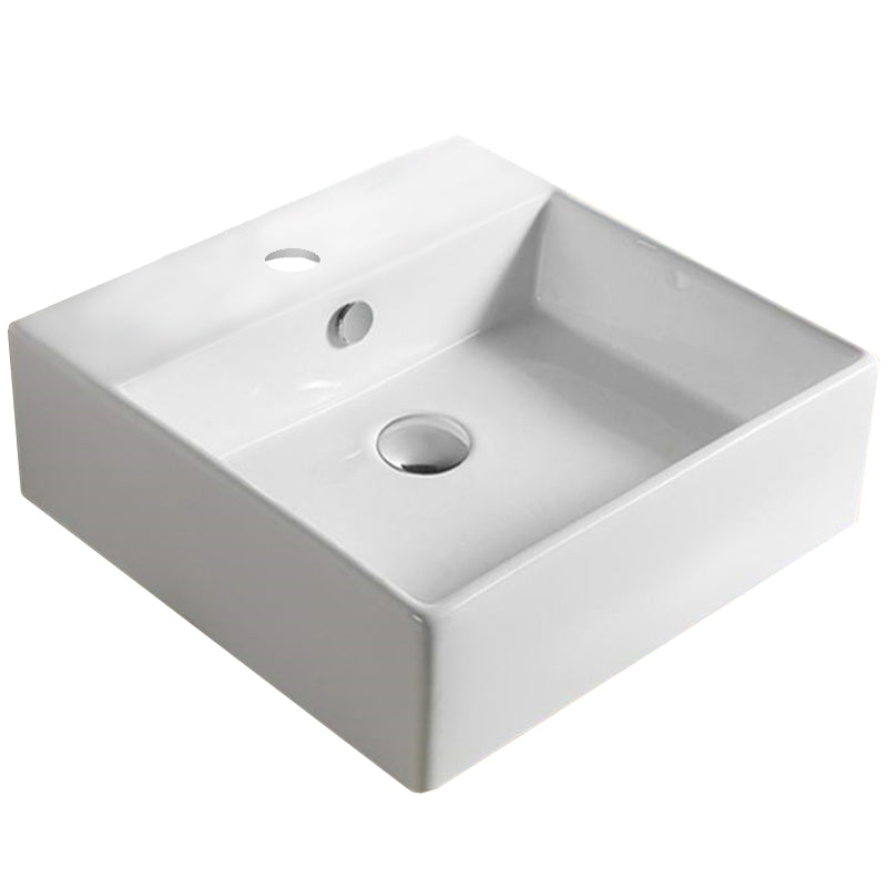 18.1-in. W Above Counter White Bathroom Vessel Sink For 1 Hole Center Drilling AI-28177