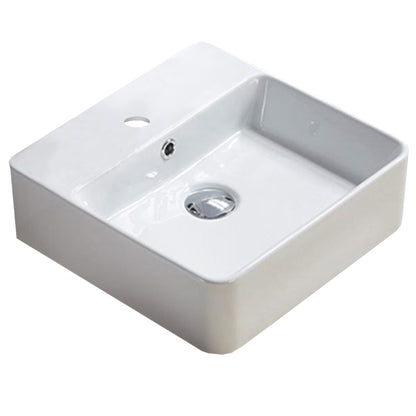 15-in. W Above Counter White Bathroom Vessel Sink For 1 Hole Center Drilling AI-28180