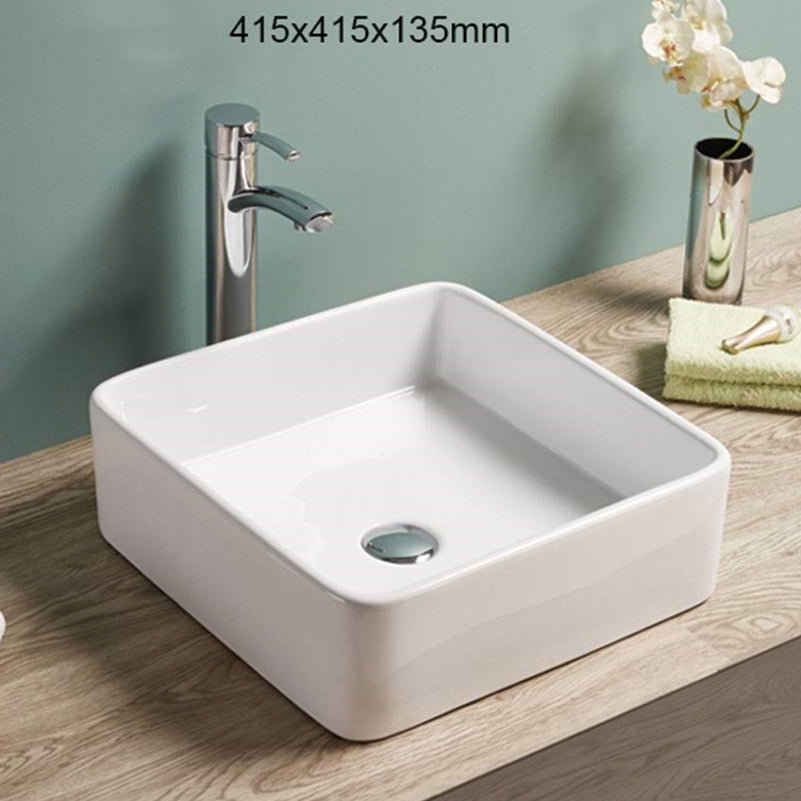 16.3-in. W Above Counter White Bathroom Vessel Sink For Deck Mount Deck Mount Drilling AI-28183