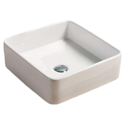 16.3-in. W Above Counter White Bathroom Vessel Sink For Deck Mount Deck Mount Drilling AI-28183