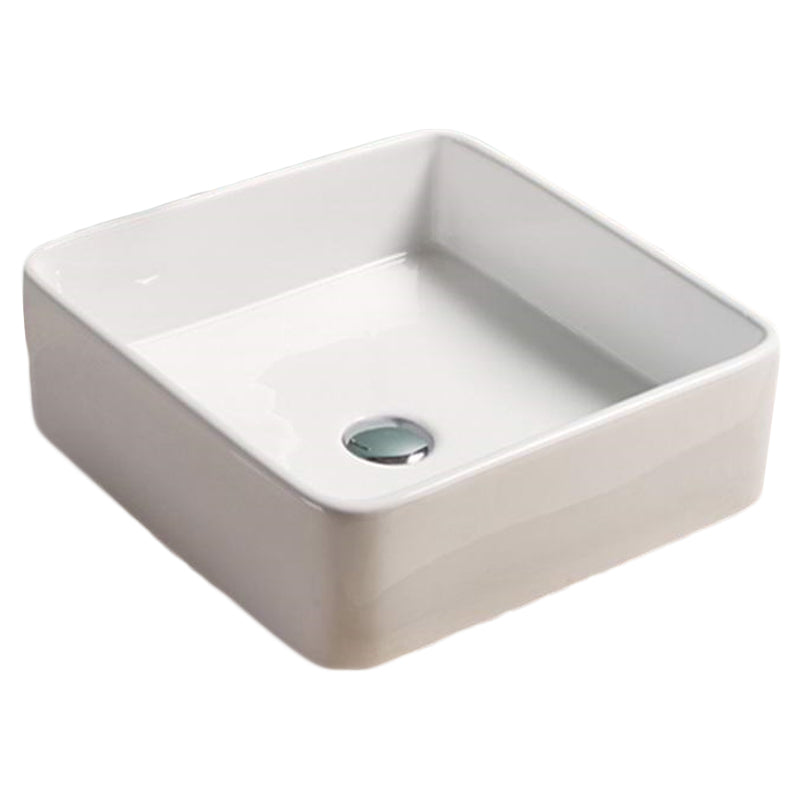 16.3-in. W Above Counter White Bathroom Vessel Sink For Deck Mount Deck Mount Drilling AI-28183