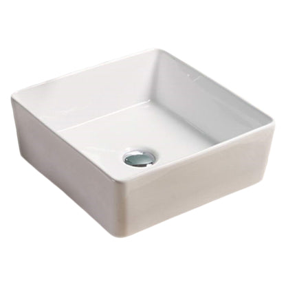 15.6-in. W Above Counter White Bathroom Vessel Sink For Deck Mount Deck Mount Drilling AI-28184