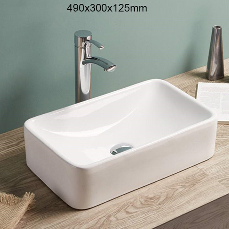 19.3-in. W Above Counter White Bathroom Vessel Sink For Deck Mount Deck Mount Drilling AI-28185