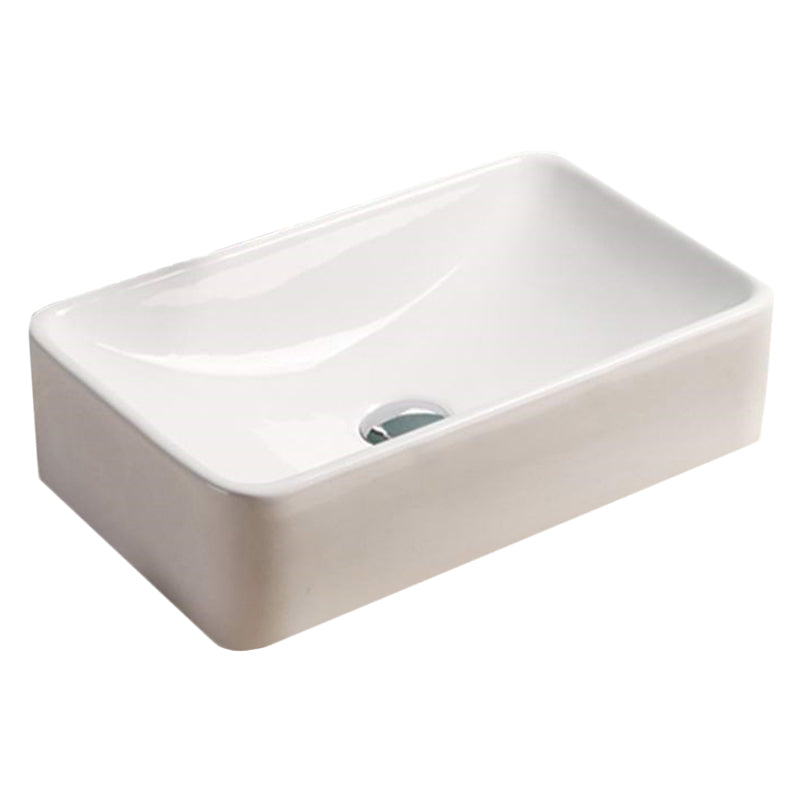 19.3-in. W Above Counter White Bathroom Vessel Sink For Deck Mount Deck Mount Drilling AI-28185