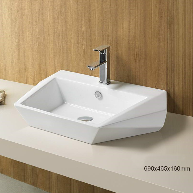 27.2-in. W Above Counter White Bathroom Vessel Sink For 1 Hole Center Drilling AI 28188