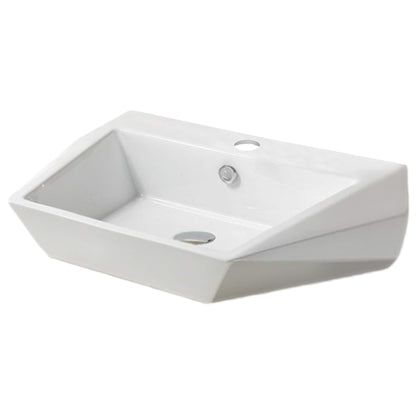 27.2-in. W Above Counter White Bathroom Vessel Sink For 1 Hole Center Drilling AI 28188