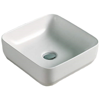 14.2-in. W Above Counter White Bathroom Vessel Sink For Deck Mount Deck Mount Drilling AI-28198