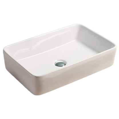 23-in. W Above Counter White Bathroom Vessel Sink For Deck Mount Deck Mount Drilling AI 28206