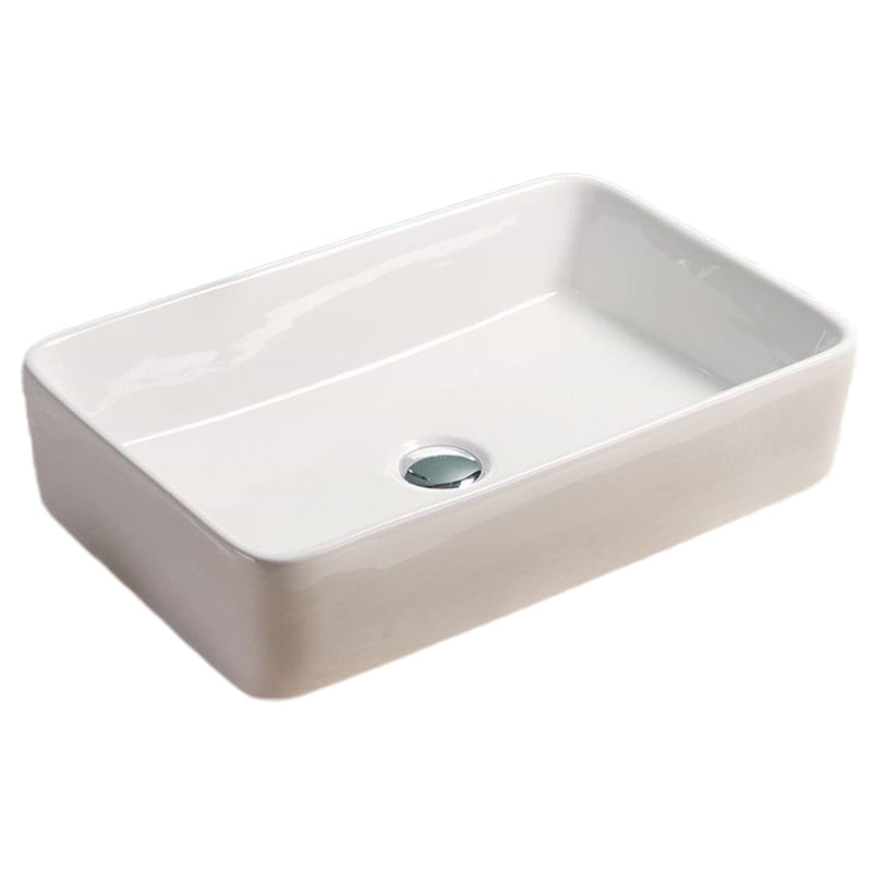 23-in. W Above Counter White Bathroom Vessel Sink For Deck Mount Deck Mount Drilling AI 28206