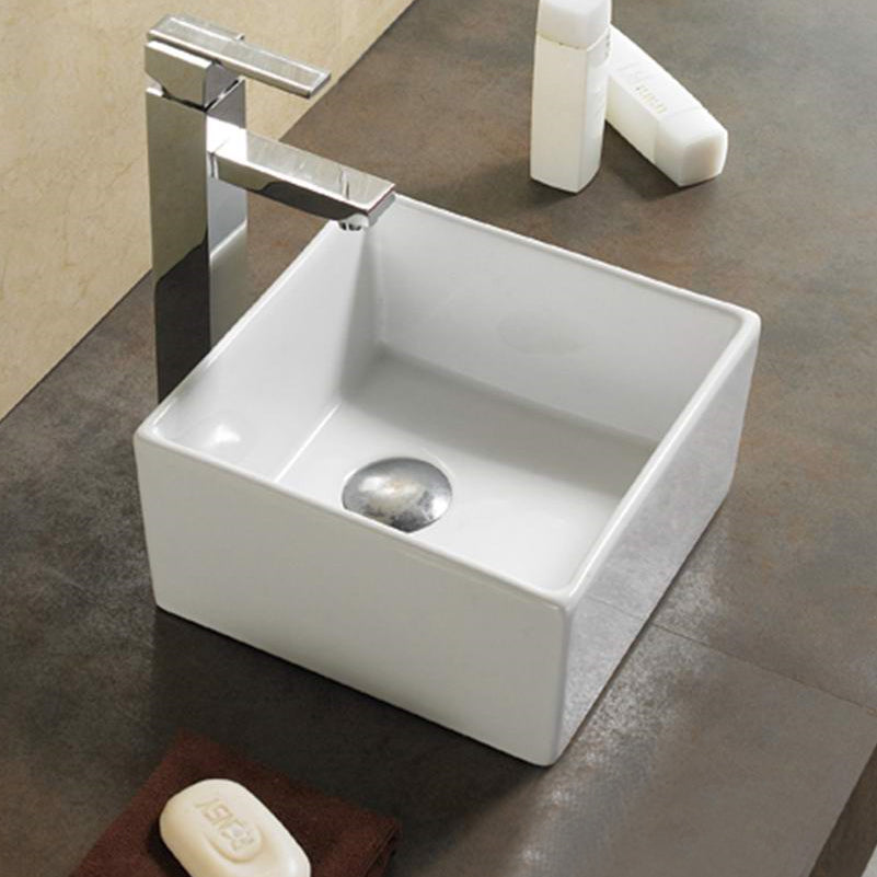 10.6-in. W Above Counter White Bathroom Vessel Sink For Deck Mount Deck Mount Drilling AI-28212