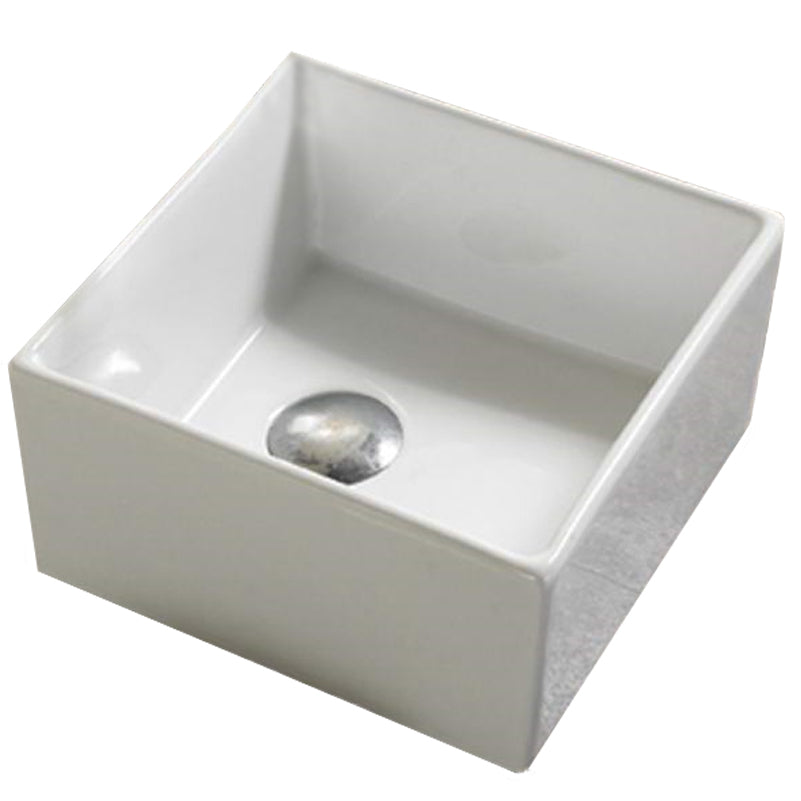 10.6-in. W Above Counter White Bathroom Vessel Sink For Deck Mount Deck Mount Drilling AI-28212