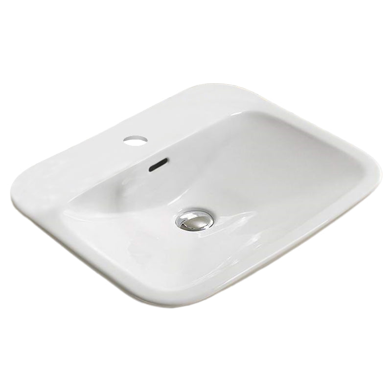 21.5-in. W Above Counter White Bathroom Vessel Sink For 1 Hole Center Drilling  AI 28215