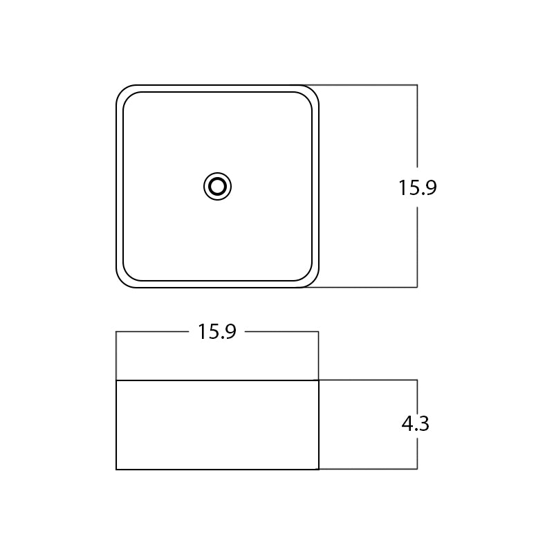 15.9-in. W Above Counter White Bathroom Vessel Sink For Deck Mount Deck Mount Drilling AI-28219