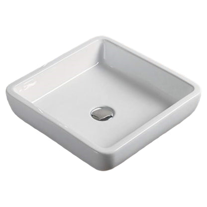 15.9-in. W Above Counter White Bathroom Vessel Sink For Deck Mount Deck Mount Drilling AI-28219