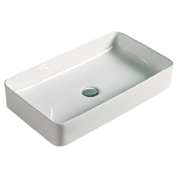 23.8-in. W Above Counter White Bathroom Vessel Sink For Deck Mount Deck Mount Drilling AI 28223