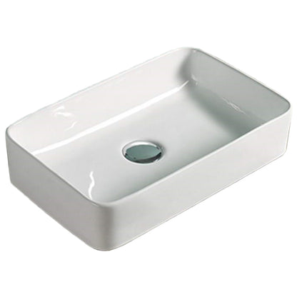 14.2-in. W Above Counter White Bathroom Vessel Sink For Deck Mount Deck Mount Drilling AI-28225