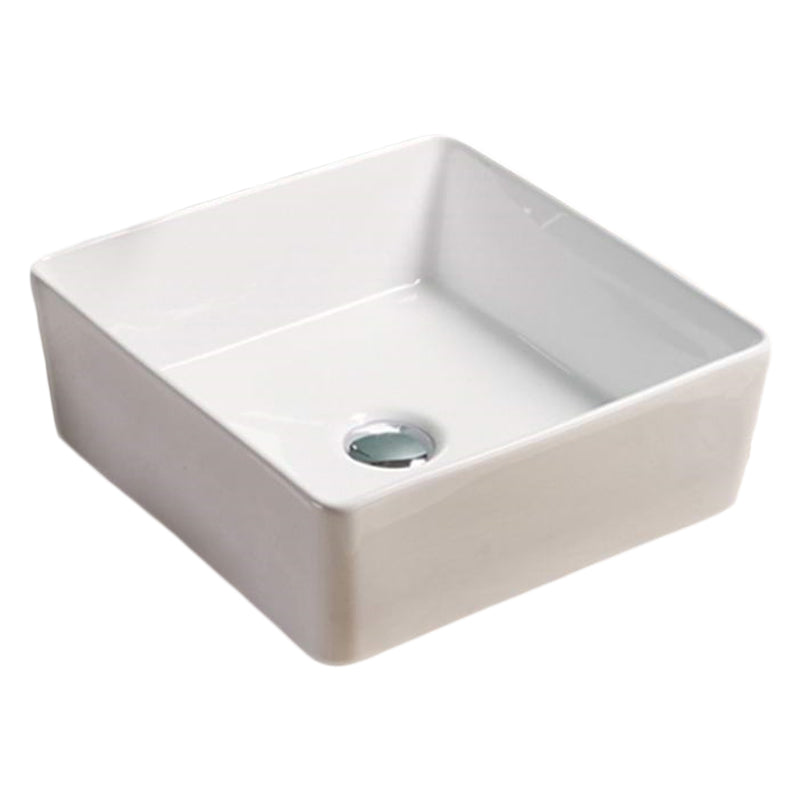 15.6-in. W Above Counter White Bathroom Vessel Sink For Wall Mount Wall Mount Drilling AI-28241