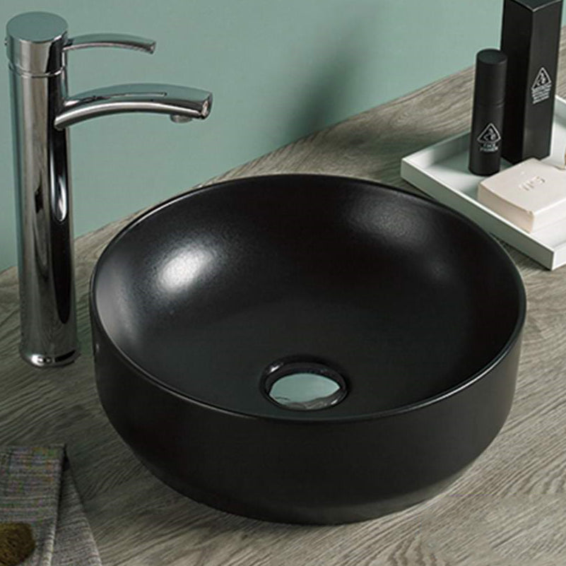 13.8-in. W Above Counter Black Bathroom Vessel Sink For Wall Mount Wall Mount Drilling AI-28246