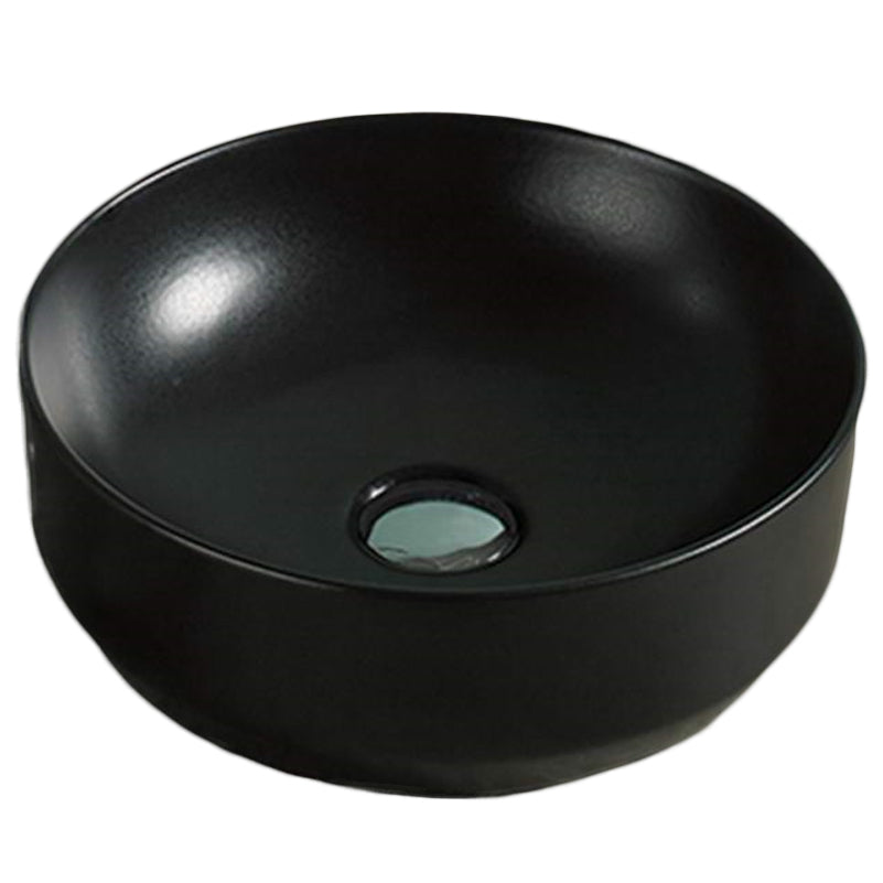 13.8-in. W Above Counter Black Bathroom Vessel Sink For Wall Mount Wall Mount Drilling AI-28246