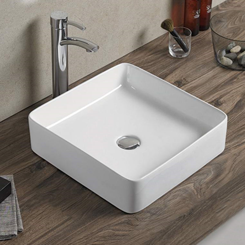 16.1-in. W Above Counter White Bathroom Vessel Sink For Wall Mount Wall Mount Drilling AI-28258