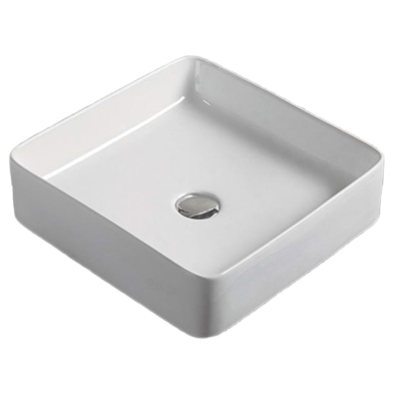 16.1-in. W Above Counter White Bathroom Vessel Sink For Wall Mount Wall Mount Drilling AI-28258