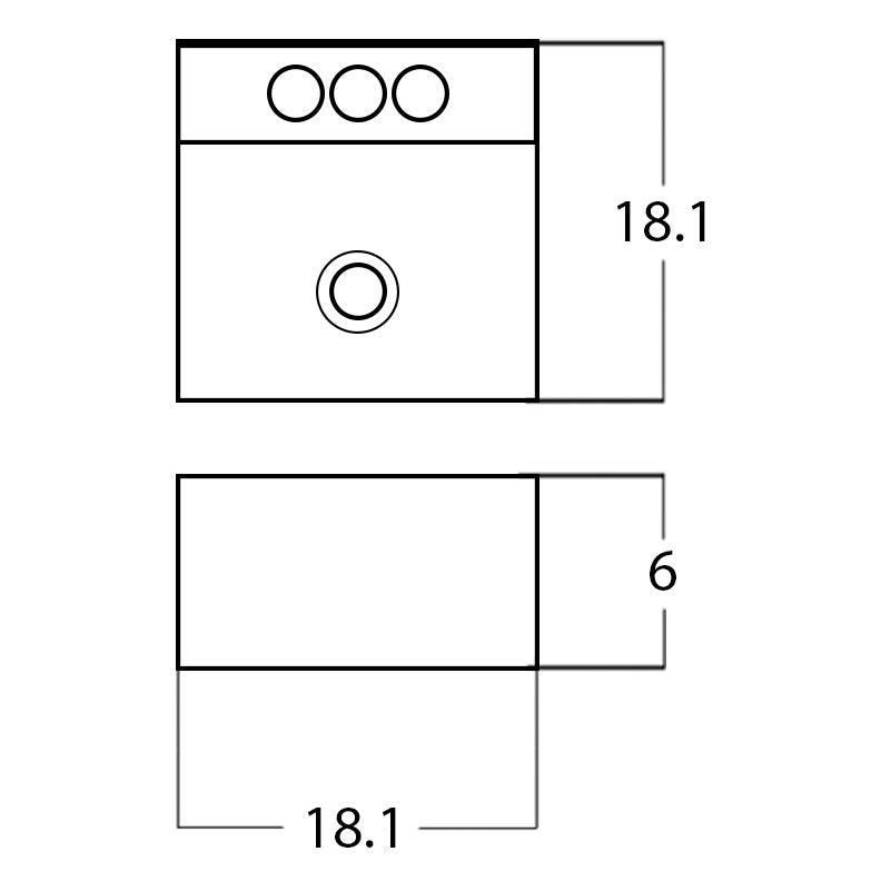 18.1-in. W Above Counter White Bathroom Vessel Sink For 3H4-in. Center Drilling AI-28265