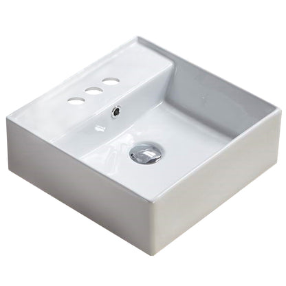 16-in. W Above Counter White Bathroom Vessel Sink For 3H4-in. Center Drilling AI-28266