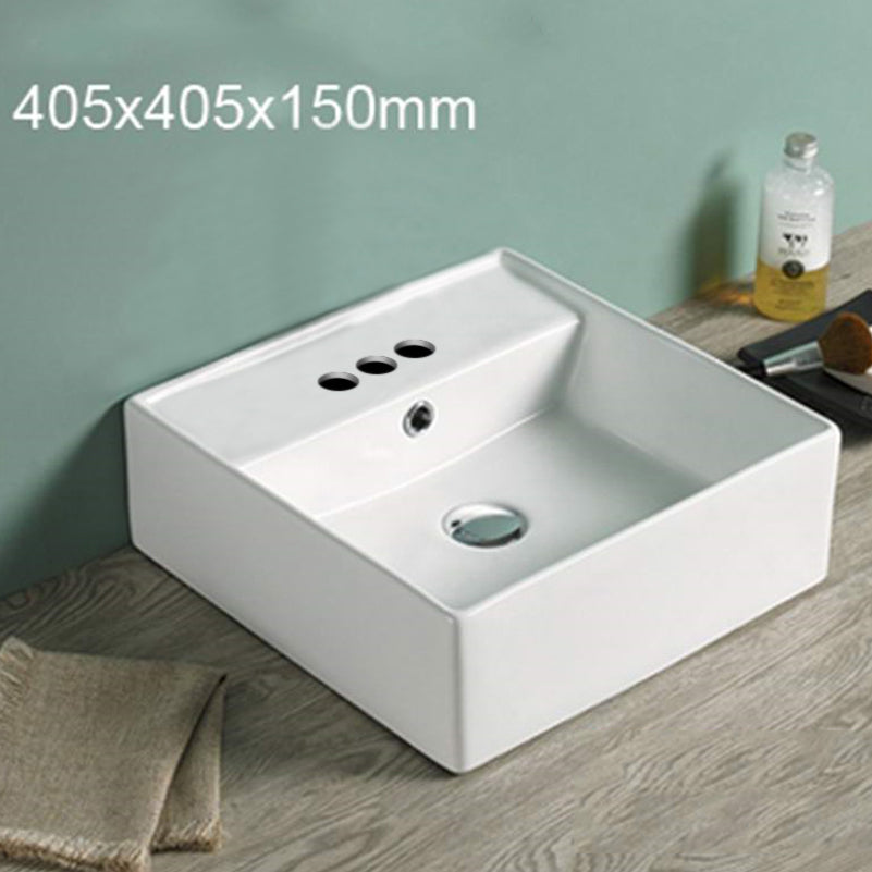 16-in. W Above Counter White Bathroom Vessel Sink For 3H4-in. Center Drilling AI-28268